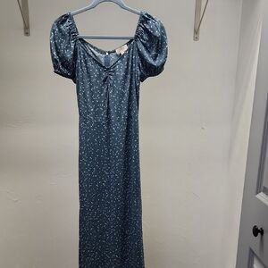 LOFT Slate Green Maxi Dress With White Specks Size 0